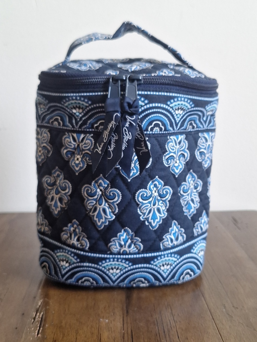 Vera Bradley Navy Blue Quilted Cosmetic Train Case